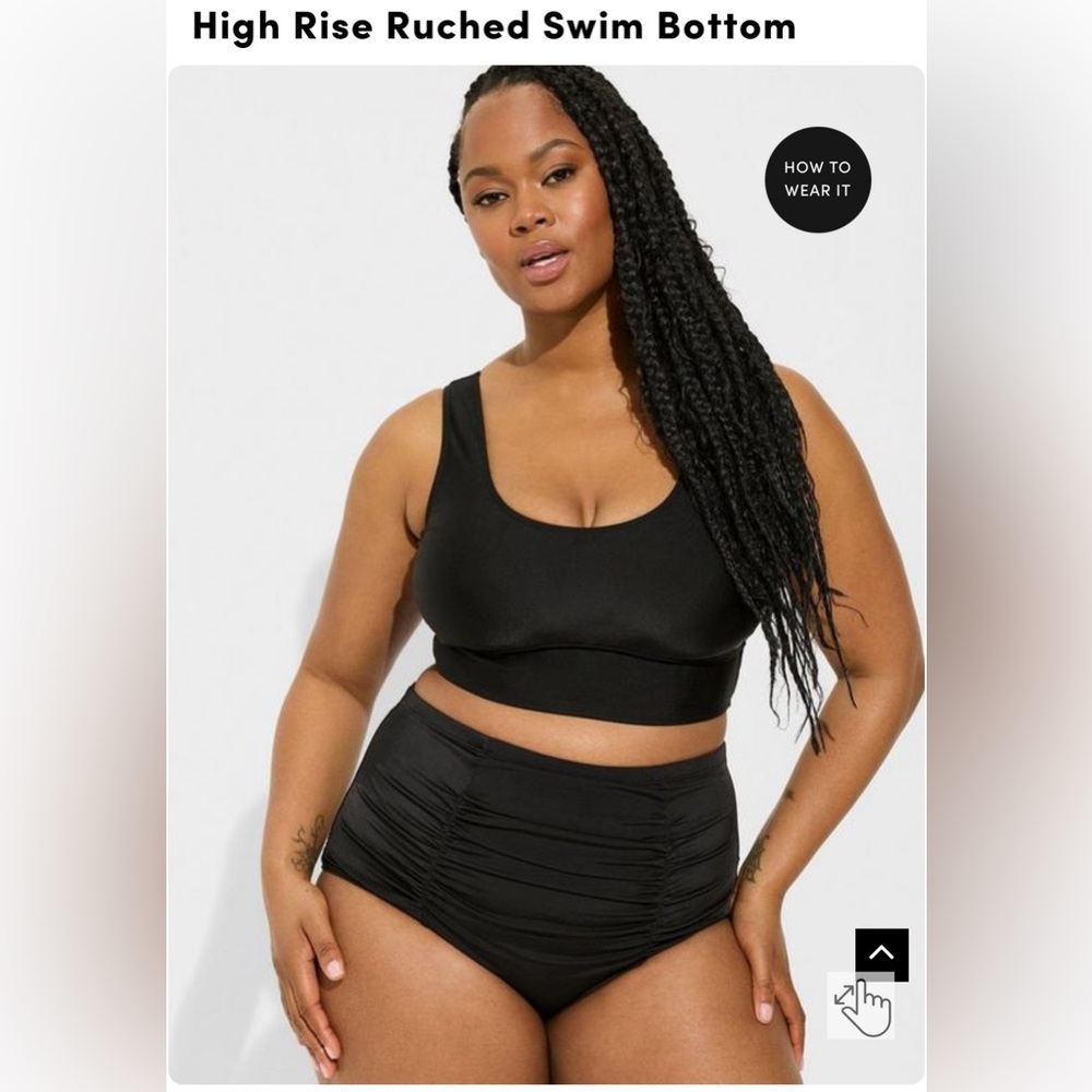 High rise ruched swim bottom